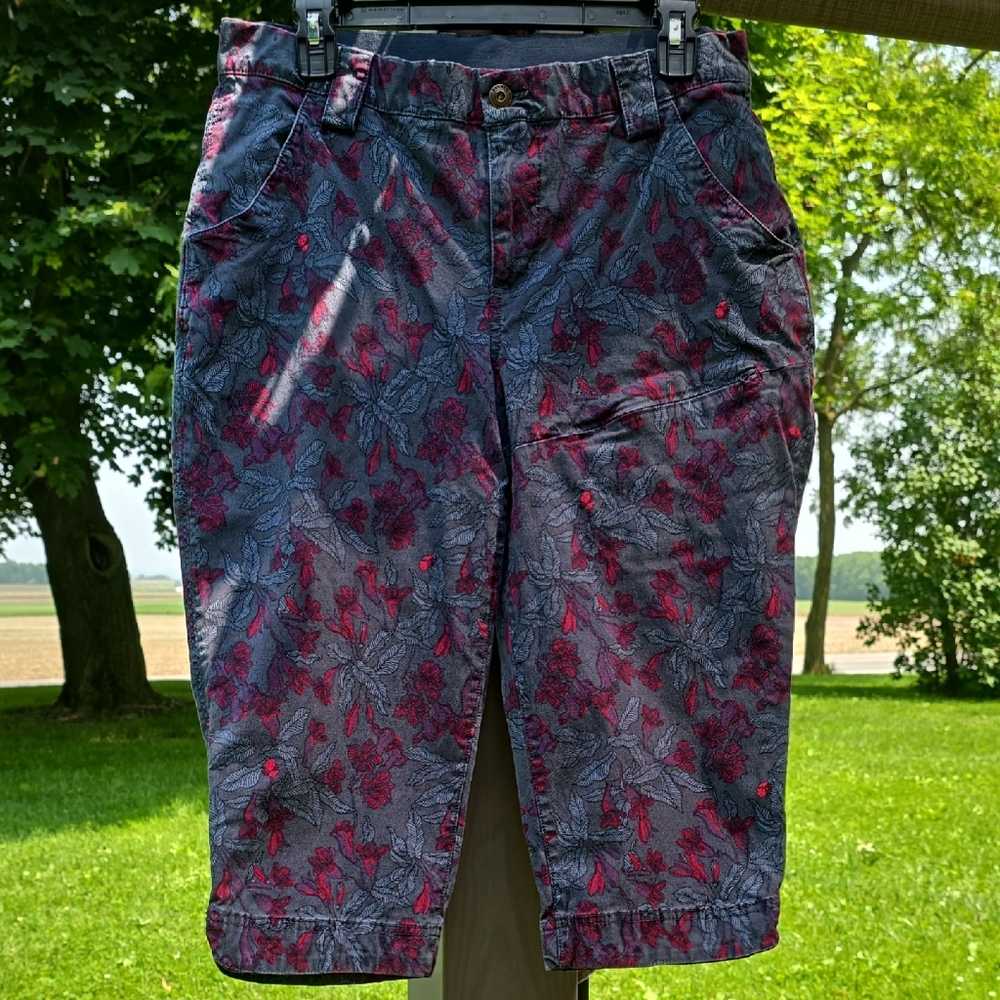 Duluth Trading Co Red and Blue Artistic Capris